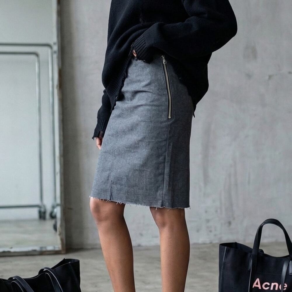 Acne Studios Linen Blend Ginger Twill skirt in gray size 36